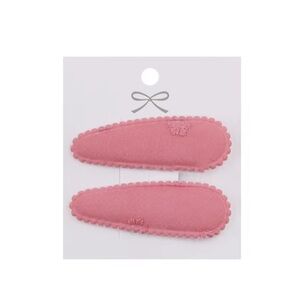 Rosy Pink with Tonal Embroidery Flower Hair Clips, Two on Card